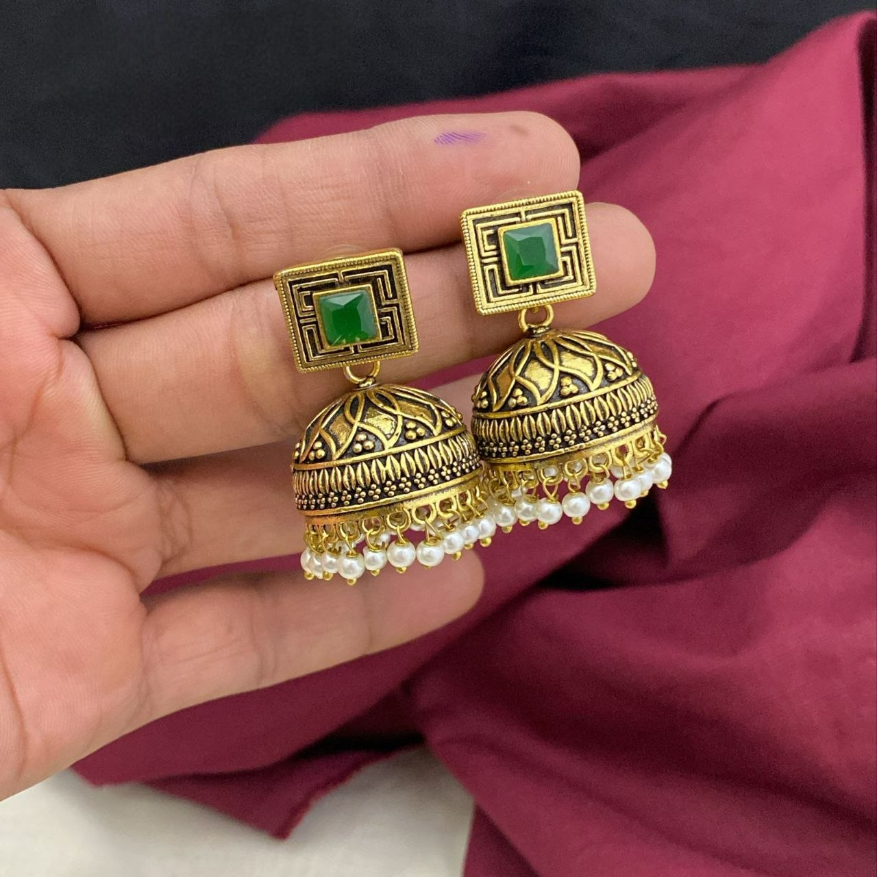 Pearl Charm Jhumkas